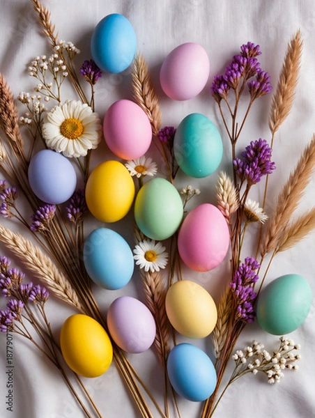 Obraz Happy Easter greeting card with spring Easter background