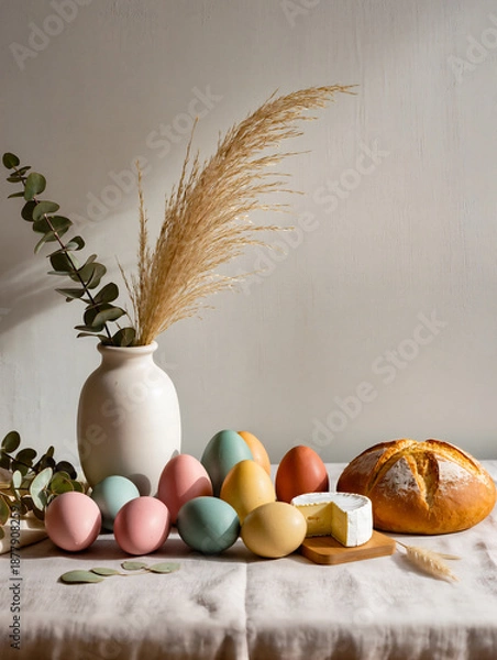 Obraz Happy Easter greeting card with spring Easter background