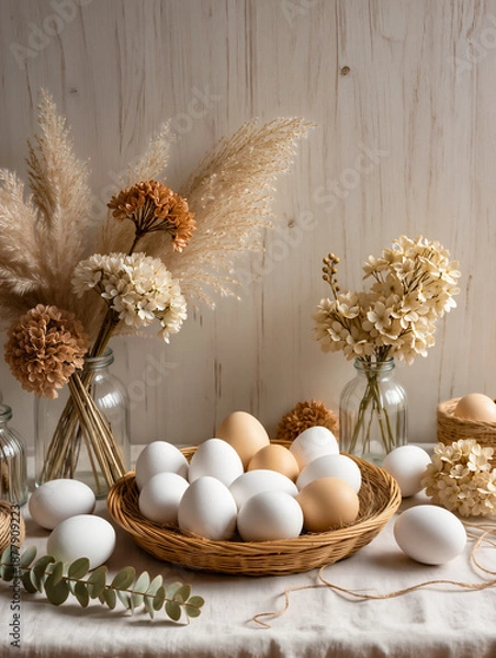 Obraz Happy Easter greeting card with spring Easter background