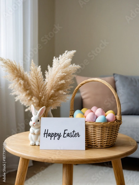 Obraz Happy Easter greeting card with spring Easter background