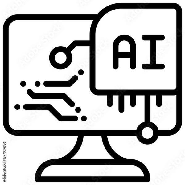 Obraz computer privacy working personal ai technology simple line icon