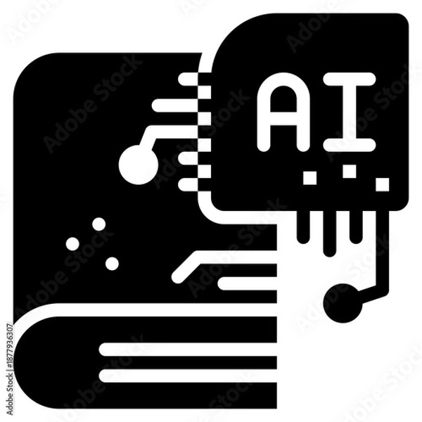 Obraz book ai technology learning knowledge artificial intelligence solid glyph icon