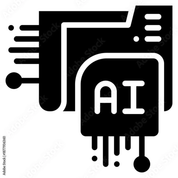 Obraz folder file storage data privacy cyber online ai technology solid glyph icon