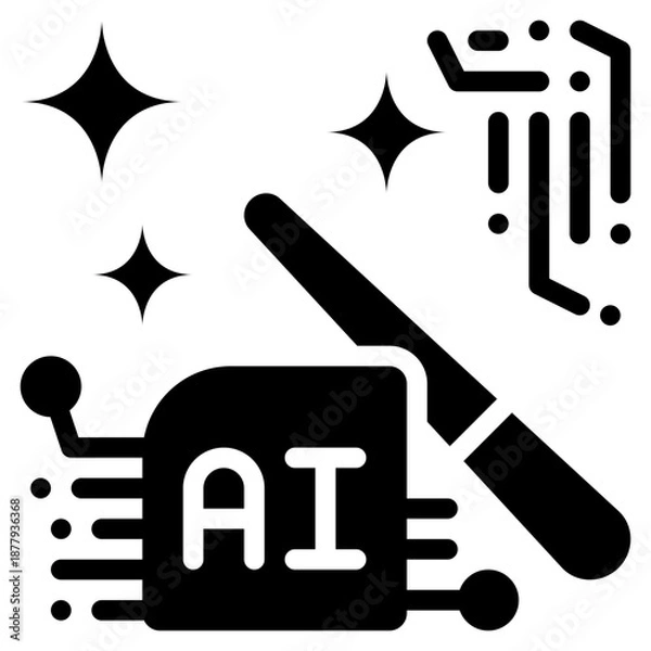 Obraz generate magic technology circuit ai artificial intelligence solid glyph icon
