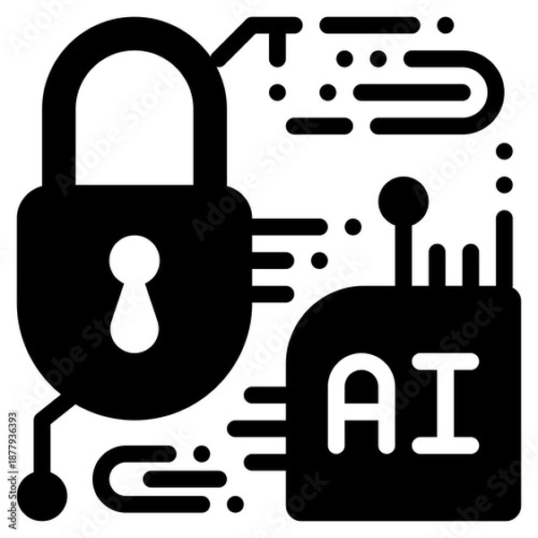 Obraz key lock protection safety security privacy ai technology solid glyph icon