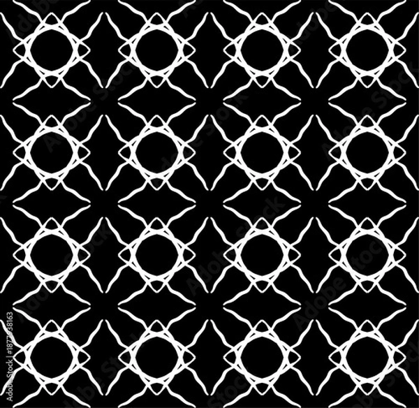 Obraz Seamless abstract geometric pattern in white on black background