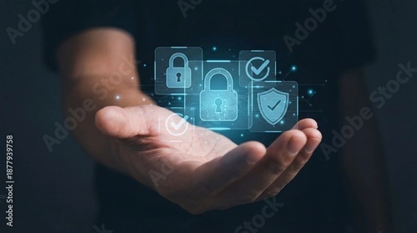 Obraz Cybersecurity innovations protecting data with advanced technology digital environment visual content virtual perspective security focus