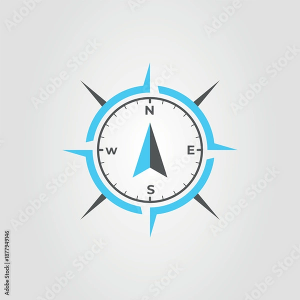 Obraz Blue gray compass icon vector illustration design