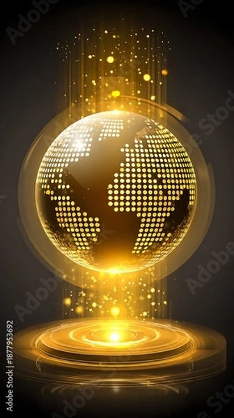 Obraz Glowing Orb with Fire Sparkles Digital Art