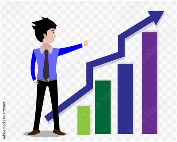 Fototapeta Businessmanconcept, seminar, training, conference,effort and going beyond. Business strategy and finance.Characters.business concept .on cool background.Vector 
