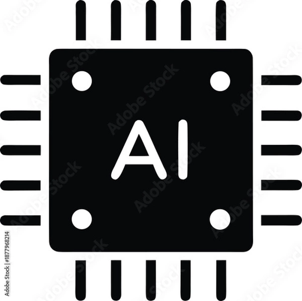 Obraz Ai chip silhouette vector on transparent background
