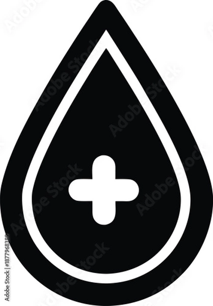 Obraz Blood drop silhouette vector on transparent background