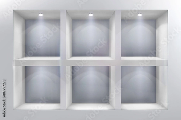 Obraz The shelves in shop window. Vector illustration.