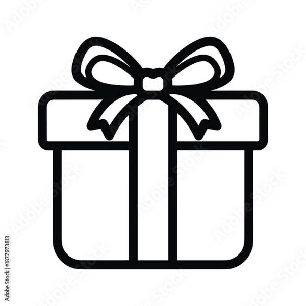 Obraz Simple Black and White Gift Box Icon