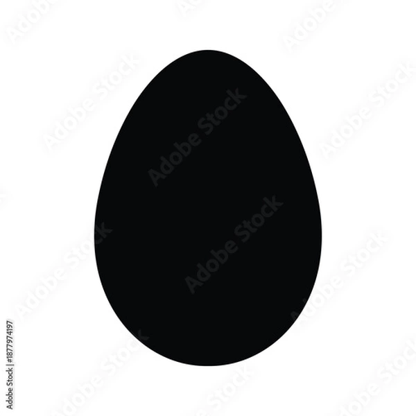 Obraz Black Egg Silhouette on White Background