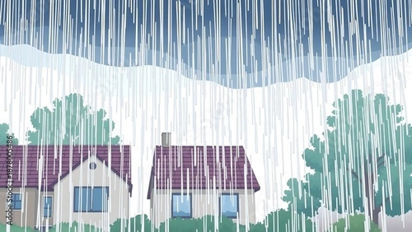 Obraz Rain Falling from House Roof