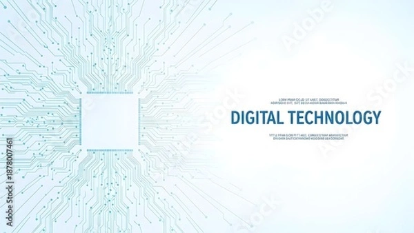 Obraz Abstract digital technology background with white square isolated on transparent background