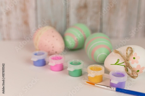 Fototapeta Easter holiday concept with decorated eggs