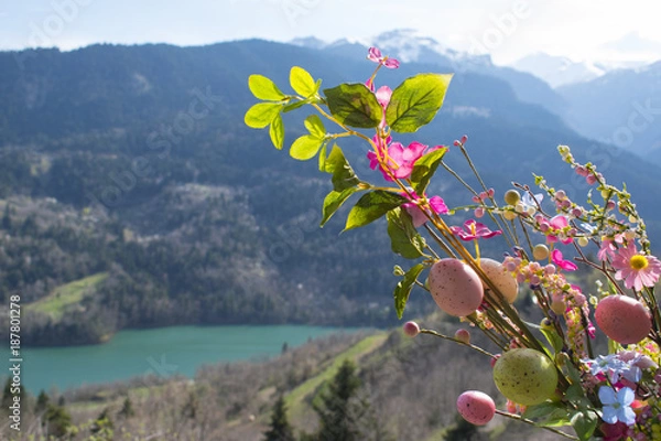 Obraz Spring easter nature in lake Plastiras, Greece
