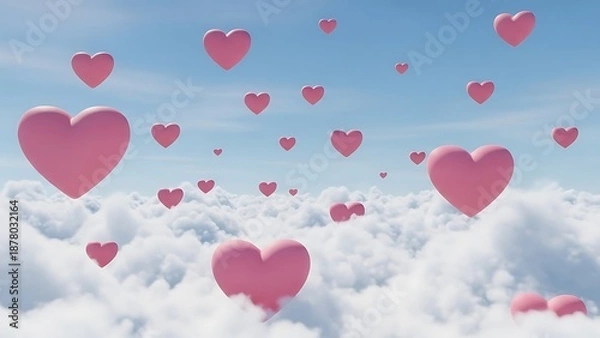 Obraz Hearts floating in the sky