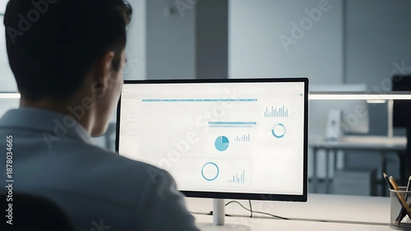 Fototapeta Focused Professional Looking at Computer Screen