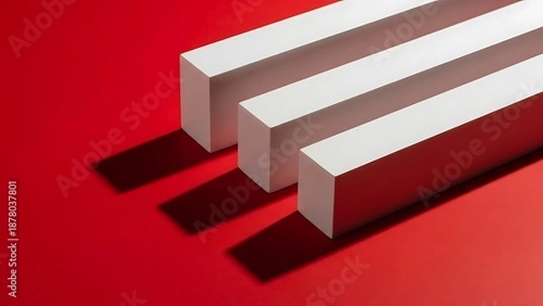 Obraz Three white rectangles on red background