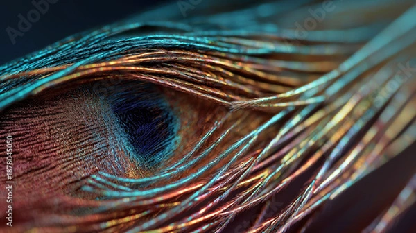 Fototapeta Peacock feather eye macro