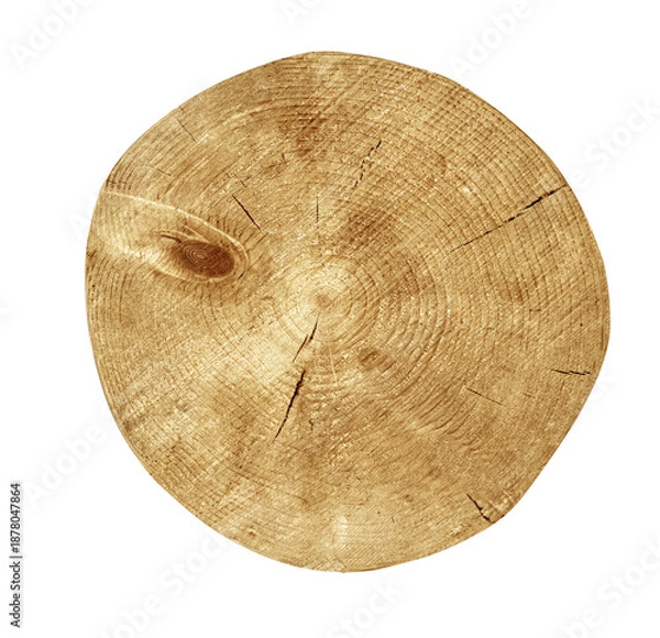 Obraz Wood cross section with tree rings texture, transparent background