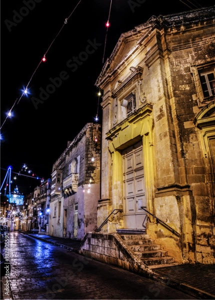 Fototapeta Zurrieq Street decked out for Christmas