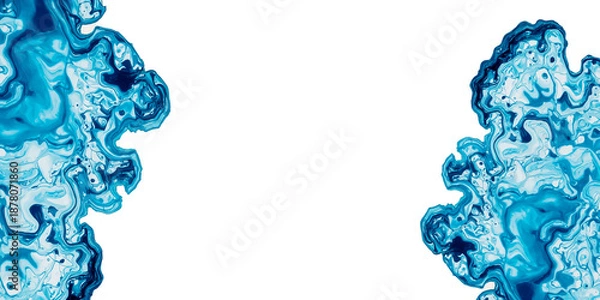 Obraz  blue abstract fluid texture with organic flowing forms and paint splashes