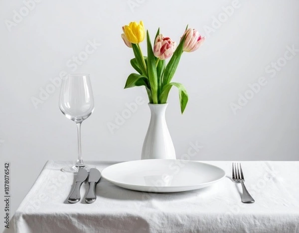 Obraz Table Setting With Tulips