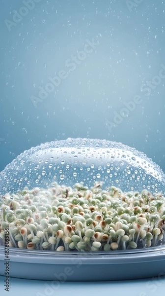 Obraz condensation beads on mini propagator with gradient background