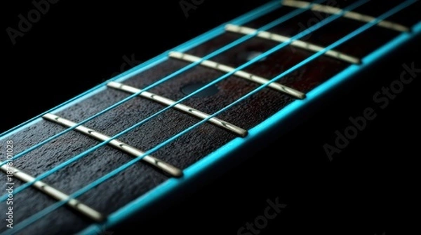Obraz smooth cyan fretboard texture with string highlights and banner background pattern