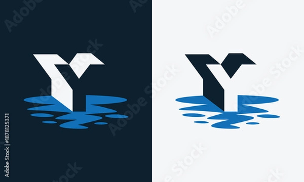 Obraz Initial Y monogram letter with water ocean