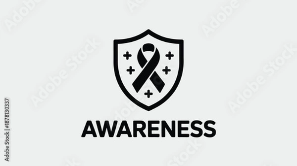 Obraz Shield emblem with awareness ribbon Vector