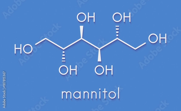 Fototapeta Mannitol (mannite, manna sugar) molecule. Used as sweetener, drug, etc. Skeletal formula.