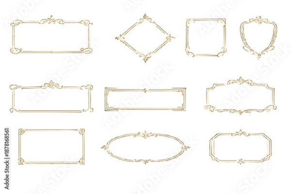 Fototapeta 繊細で高級感のあるゴールドフレームセット