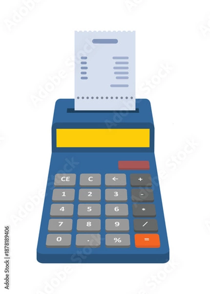 Fototapeta Printer calculator. Simple flat illustration in perspective view.