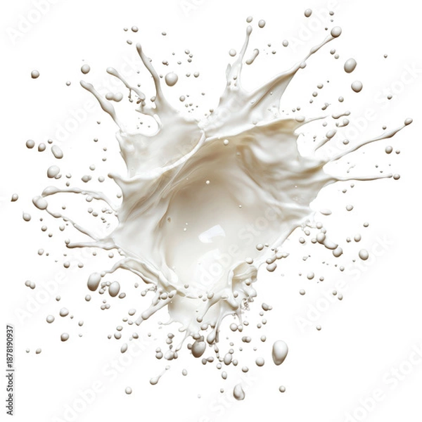 Obraz Splashing White Milk with Liquid Particles