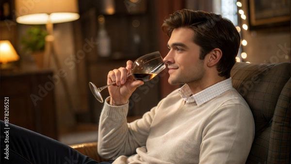 Obraz man drinking wine