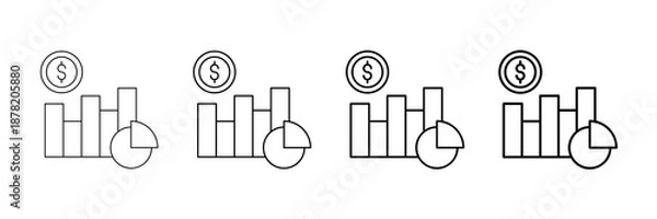 Obraz Break Even Chart Icons Vector Set In Different Stroke Line Style