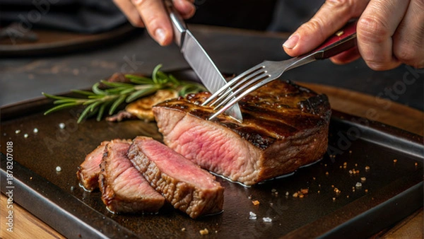 Obraz cutting meat on a cutting board