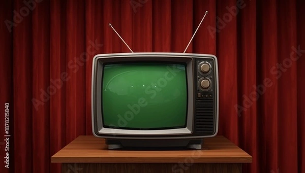 Obraz Old TV with Chroma Key Screen. 3D Render 