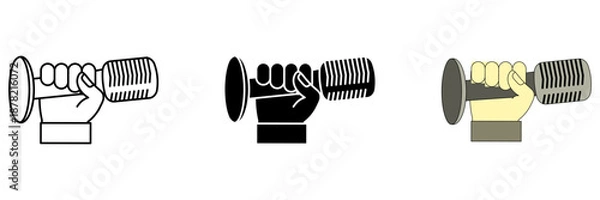 Obraz hand holding microphone Set icon simple on white background