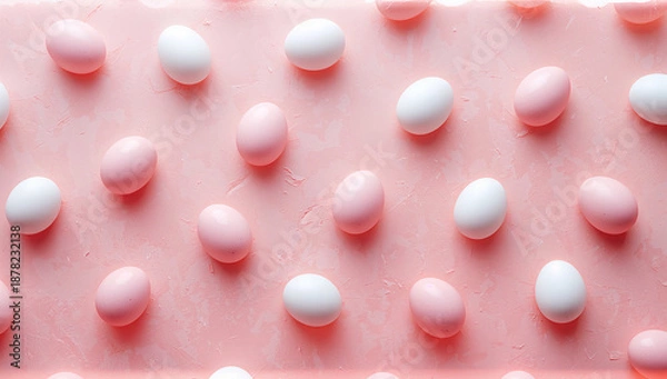 Obraz 春のポスターやチラシに使えるイースターエッグのピンク背景素材.生成AI