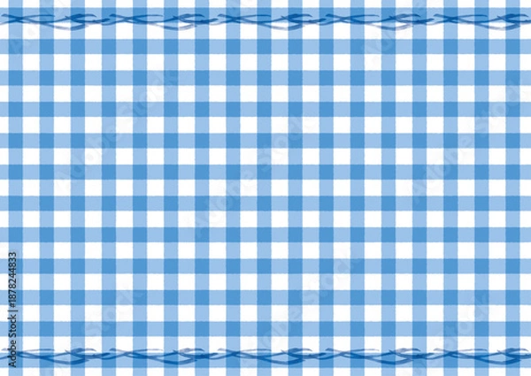Fototapeta 涼しげなブルーのチェックを使って海をイメージをしたシンプルな背景イラスト