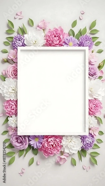 Obraz Floral frame with blank white space for customization