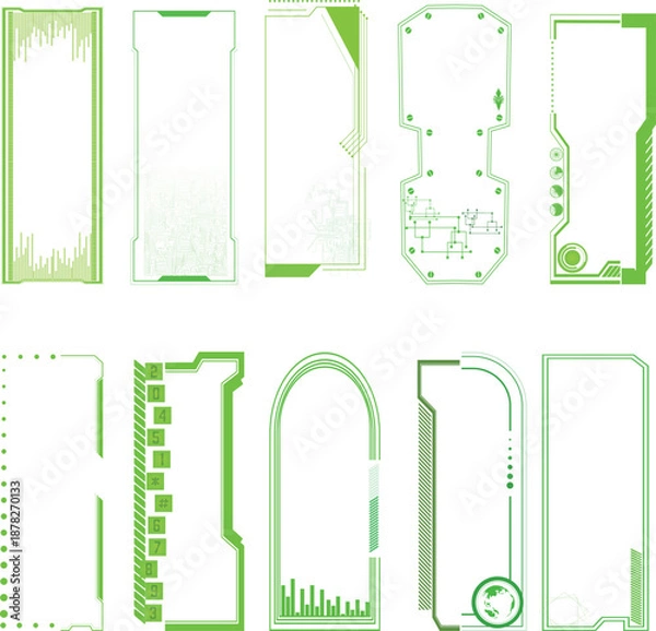 Obraz サイバーパンク風のコマ置き場・縦長フレーム装飾素材セット