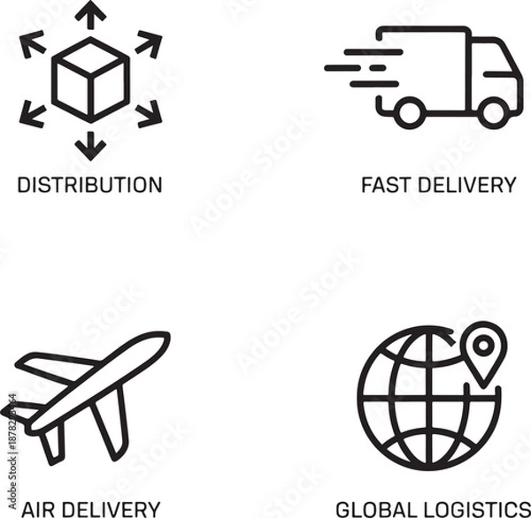 Obraz Global Logistics Delivery Icons Set