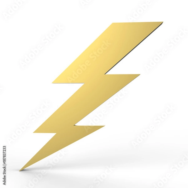 Fototapeta Lightning symbol on isolated white background, 3d illustration